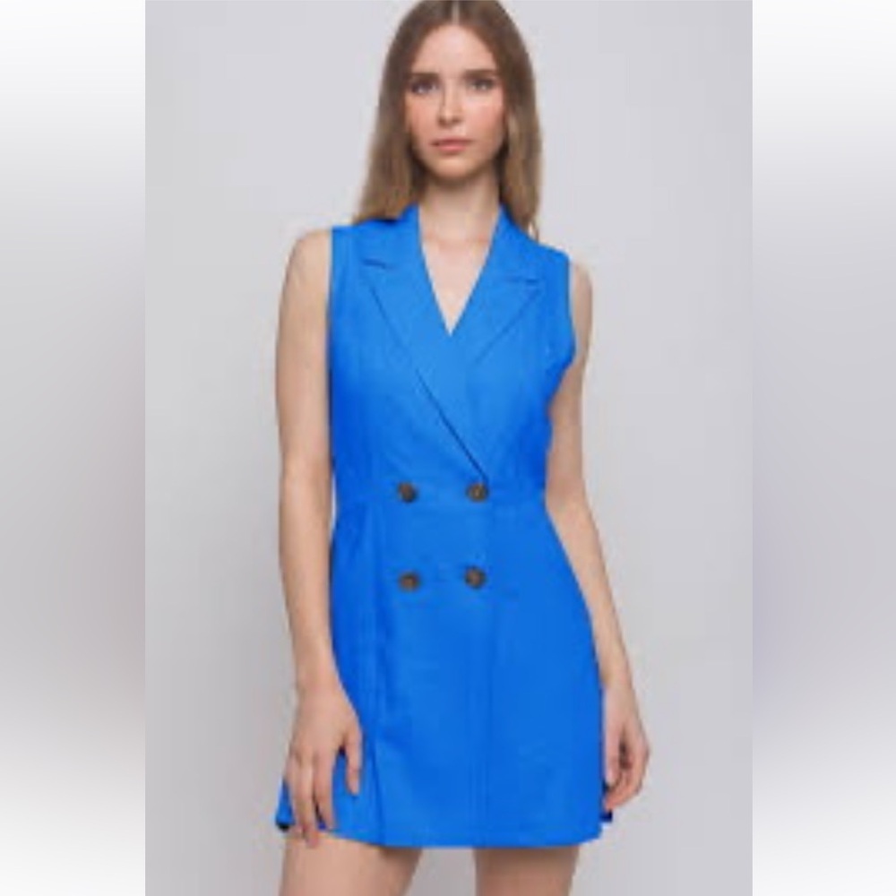 NWT Love Tree Linen Double-Breasted Blazer Romper Size S